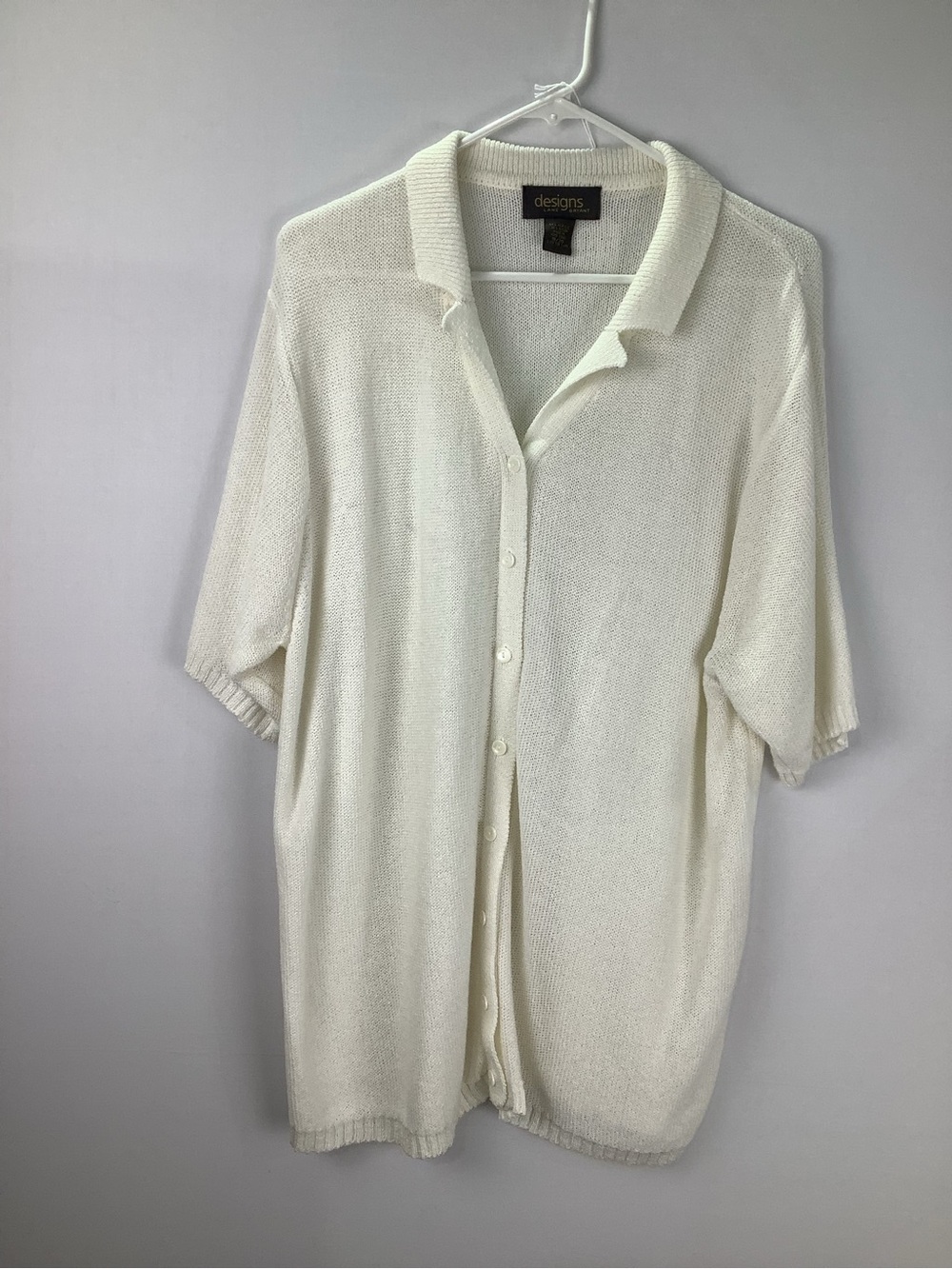 Designs Lane Bryant Women's Short Sleeve Button Down Collared Cardigan Sweater